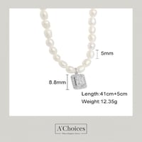 قلادة لؤلؤ مع دلاية من الفضة عيار 925 والزيركون بل...