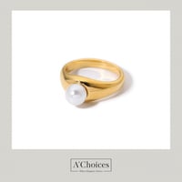 خاتم مطلي بالذهب 18 مع لؤلؤ