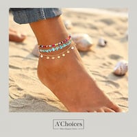 خلخال نسائي خلاخل من ثلاث طبقات منفصلة بشكلين مختل...