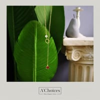 سلسال فضة ناعم عيار 925 مطلي بالذهب مع حجر أحمر