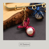 دبوس بروش المطلي بالذهب عيار 14 مع اللؤلؤ الزراعي