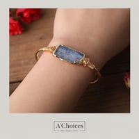 اساور ملفوفة بالأسلاك مطلي ذهب مع حجر كيانايت الأز...