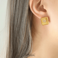 اقراط مصنوعة من الستانلس ستيل المطلي بالذهب عيار 1...