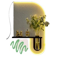 طاولة مع لوحة جدارية 3D مع ليد مضي وفازة للورد تحك...