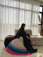 القمــاش كـريب لايت•اكمام تـل وتحديد ابيض• 'من جوا...