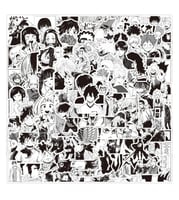 ملصقات أنميات متفرقة أبيض وأسود عدد 100 ملصق