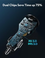 شاحن سيارة راف باور بقوة 100 واط بمنفذين تايب سي و...