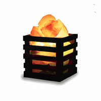 مصباح ملح الهيمالايا بسلة خشبية مربعة 4 كيلو