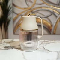 ترمس شاهي وقهوة شفاف - بيج مذهب - 1 لتر