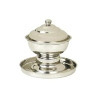 تمرية صحن تمر استيل بكرسي وغطاء مقاس 18