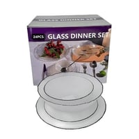 طقم سفرة زجاج ثلجي 24 قطعة