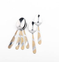 طقم ملاعق استيل مطلية باللون الذهبي عدد 6 قطع