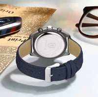 ساعة كرونوغراف كوارتز للرجال ، حزام جلدي ، مقاومة...