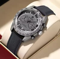 ساعة كرونوغراف كوارتز للرجال ، حزام جلدي ، مقاومة...