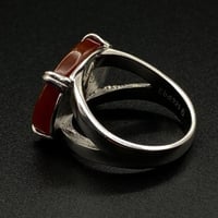 خاتم ملكي مخالب فضه عيار 925 -كبدي