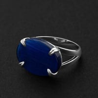 خاتم ملكي مخالب فضه عيار 925 -كحلي