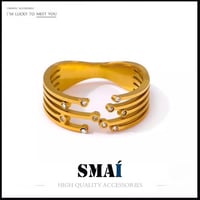 خاتم نسائي ذهبي بقطع الزركون