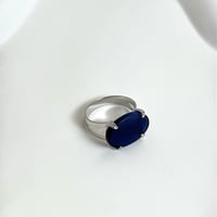 خاتم ملكي مخالب فضه عيار 925 -كحلي