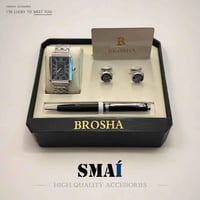 طقم فاخر ساعة رجالية مع قلم وكبك من بروشا TE111