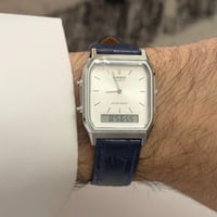 ساعة كاسيو ڤنتج - فضي جلد ازرق