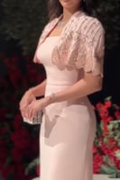 فستان سهرة أوف شولدر لون وردي