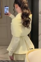 فستان سهره ناعم اوف شولدر لون اصفر