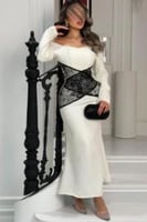 فستان ناعم اوف شولدر لون ابيض