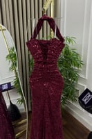 فستان سهره هالتر بإضافة ذيل لونين