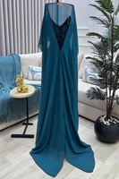 فستان سهره توب بشال لون تركوازي