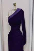 فستان سهرة أنيق شتوي لون ليلكي