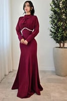 فستان أوف شولدر لون عودي