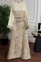 جلابية اوف شولدر بالونين اسود و بيج