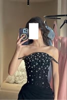 فستان سهره اوف شولدر مزين بالفصوص لونين