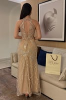 فستان سهره مشغول لون بيج