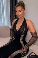 فستان سهرة أنيق شتوي لون اسود