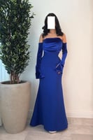 فستان سهرة اوف شولدر لون نيلي