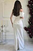 فستان سهرة توب مزين بالخرز لونين