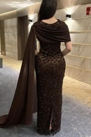 فستان سهره أوف شولدر لون بني