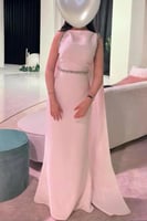 فستان سهره كت مزين بالكرستال لون وردي