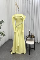 فستان سهرة أوف شولدر لون اصفر