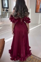 فستان ناعم اوف شولدر لون عودي