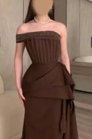 فستان سهرة أنيق لون بني