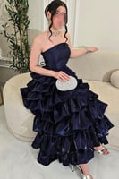 فستان سهره توب بطبقات لون كحلي