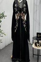 جلابيه بأكمام طويلة مزين بالخرز لون أسود