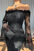 فستان سهر اوف شولدر لون اسود