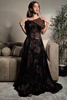 فستان أوف شولدر لون بني