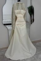 فستان سهر اوف شولدر لون بيج