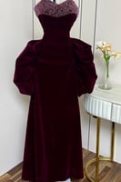 فستان سهرة أنيق شتوي لون عودي