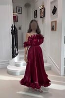 فستان ناعم اوف شولدر لون عودي