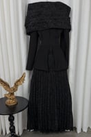 فستان ناعم أوف شولدر بلون اسود